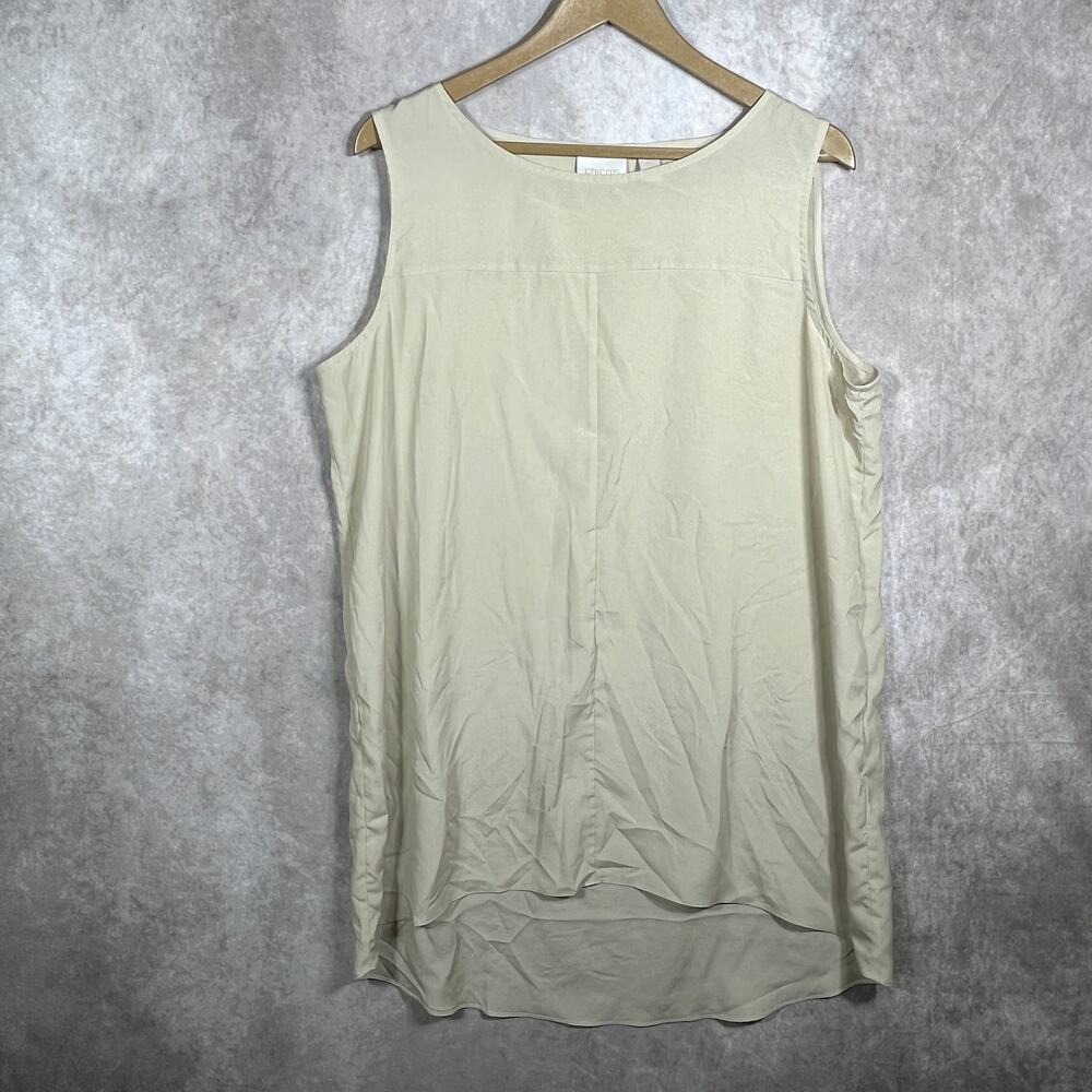 Chico's Tunic Top‎ Womens Size 2 US Large Beige Sleeveless Hi-Low Lightweight